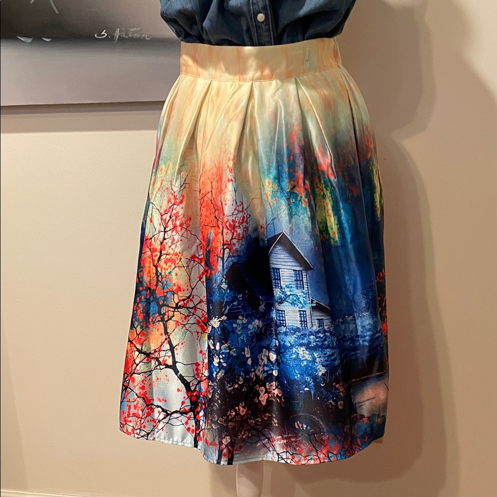 Choies Multicolor Scenic A-Line Skirt